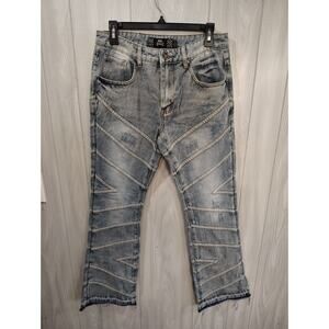 Rebel Vengeance Stacked Fit Denim Jeans Size 30 Frayed Rock Punk Alternative